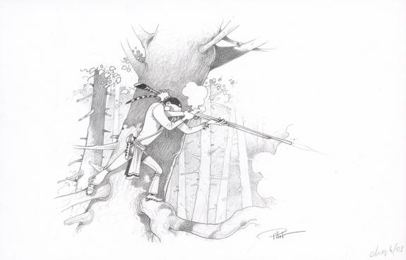 Fr&eacute;d&eacute;ric Pillot - Le Dernier des Mohicans, Crayonn&eacute; original