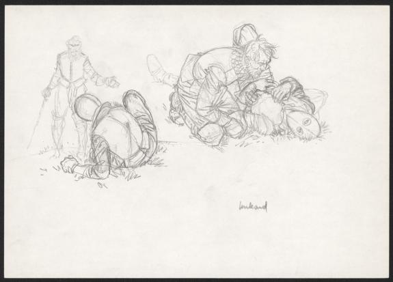 Andr&eacute; Juillard - Les 7 Vies de l'&Eacute;pervier, Crayonn&eacute; original