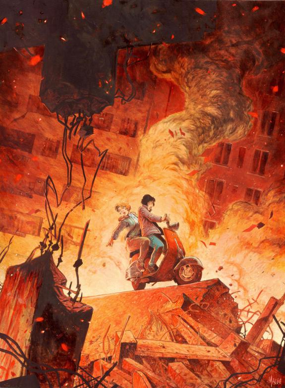 Vincent Mallié - Le Grand Mort, Sombre, Peinture originale,