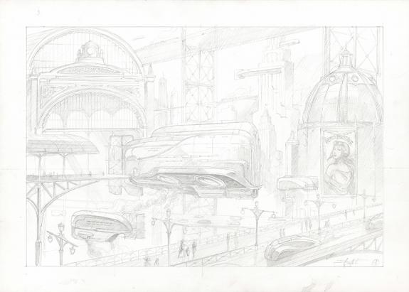 Didier Graffet - Steampunk, Aero Postale. Illustration origi