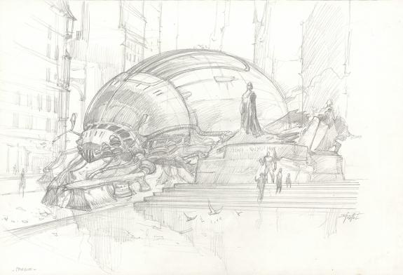 Didier Graffet - Steampunk, Prague. Illustration originale. 