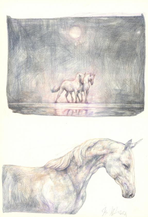 Marco Mazzoni - Planche originale : "Chevaux"